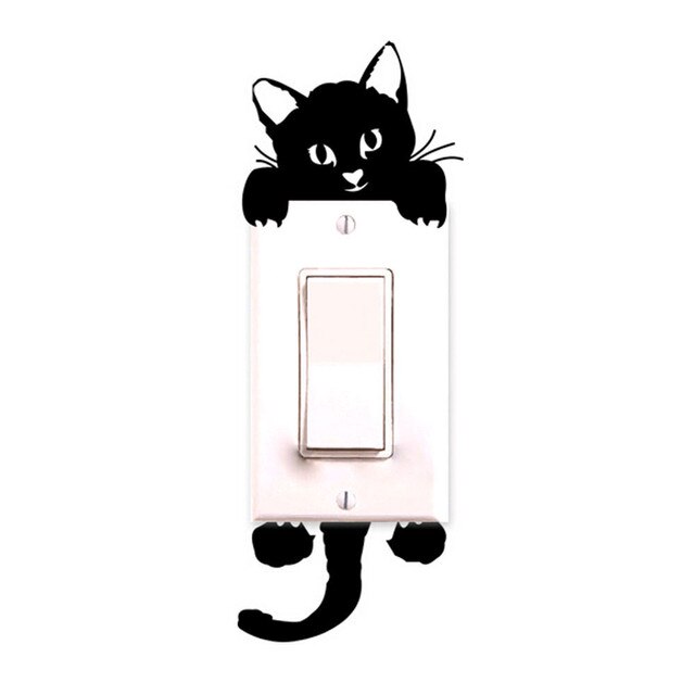 Naklejka ścienno-dekoracyjna z kotem dla dziecka, czarna - Wianko - 1