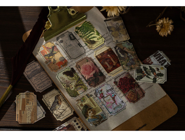 40 Vintage naklejek dekoracyjnych w motywem sycylijskich róż, motyli i grzybów do scrapbookingu, DIY i journalingu - Wianko - 18