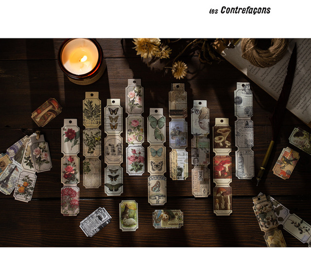 40 Vintage naklejek dekoracyjnych w motywem sycylijskich róż, motyli i grzybów do scrapbookingu, DIY i journalingu - Wianko - 14