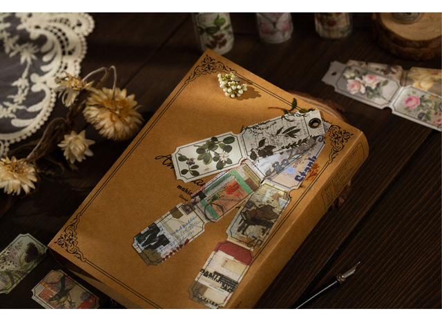 40 Vintage naklejek dekoracyjnych w motywem sycylijskich róż, motyli i grzybów do scrapbookingu, DIY i journalingu - Wianko - 17