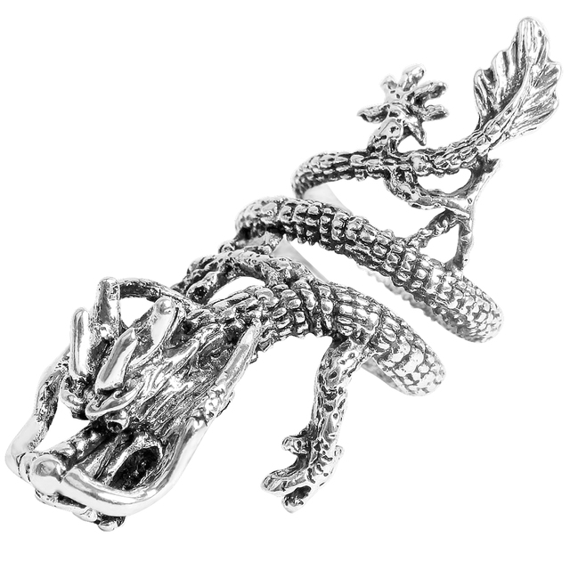 Pierścień w kształcie smoka z czaszką, styl Vintage, wykonany ze stali nierdzewnej - gotycka biżuteria męska Steampunk - Wianko - 21
