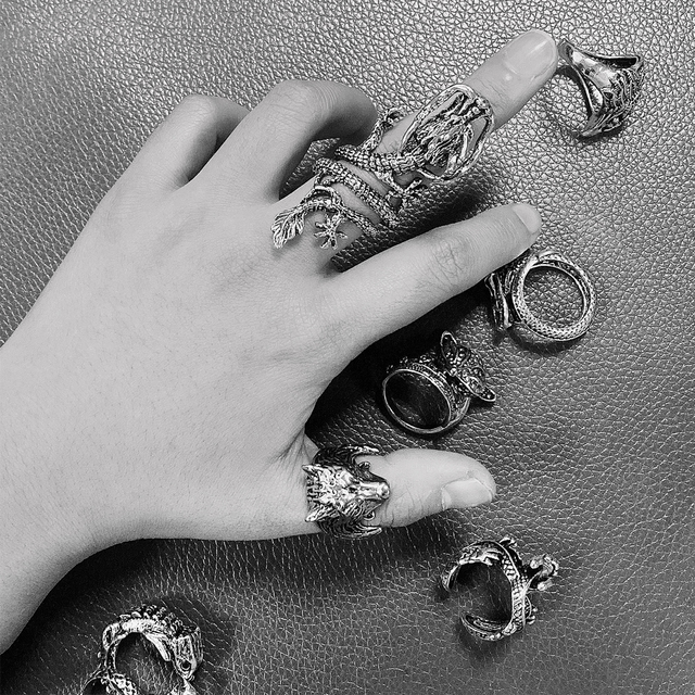 Pierścień w kształcie smoka z czaszką, styl Vintage, wykonany ze stali nierdzewnej - gotycka biżuteria męska Steampunk - Wianko - 2