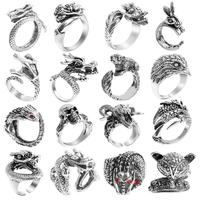 Pierścień w kształcie smoka z czaszką, styl Vintage, wykonany ze stali nierdzewnej - gotycka biżuteria męska Steampunk - Wianko - 1