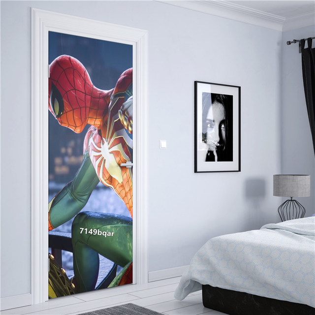 Spiderman wodoodporne naklejki drzwi pcv dla dzieci - Marvel Avengers, sypialnia, pokoje dziecięce, plakaty artystyczne - Wianko - 22
