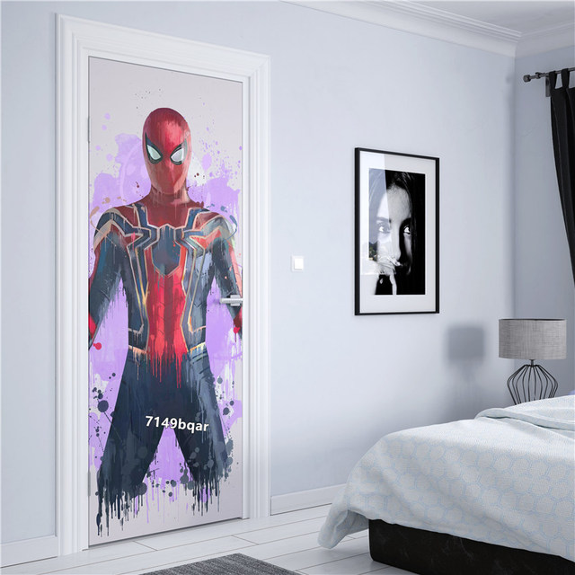 Spiderman wodoodporne naklejki drzwi pcv dla dzieci - Marvel Avengers, sypialnia, pokoje dziecięce, plakaty artystyczne - Wianko - 18