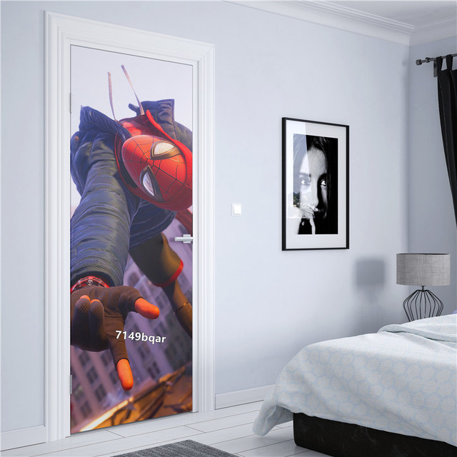 Spiderman wodoodporne naklejki drzwi pcv dla dzieci - Marvel Avengers, sypialnia, pokoje dziecięce, plakaty artystyczne - Wianko - 15