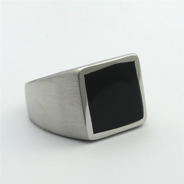 Pierścień ze stali nierdzewnej o prostym stylu w modnym retro kwadratowym wzorze - Wianko - 31