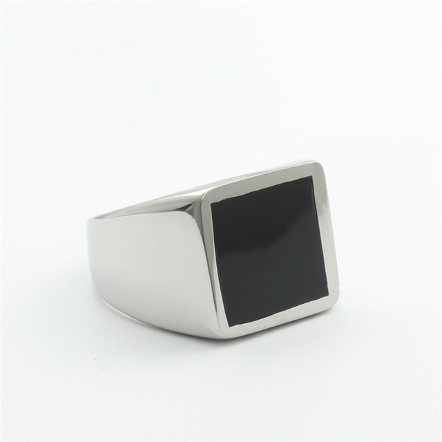 Pierścień ze stali nierdzewnej o prostym stylu w modnym retro kwadratowym wzorze - Wianko - 30