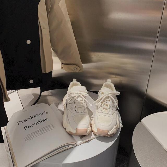 Damskie trampki platformowe białe 2021 wiosna z grubą podeszwą - rekreacyjne buty zasznurowane, wygodne i modny fason - Wianko - 5