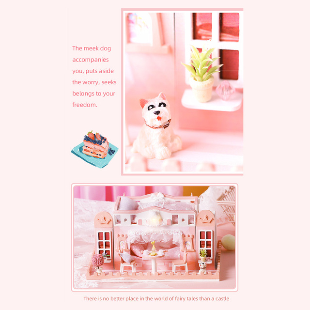 Meble domowe dla lalek DIY miniaturowe 3D drewniane miniatury zabawki zamek księżniczki model dla dzieci dziewczęta urodziny prezenty - Wianko - 17