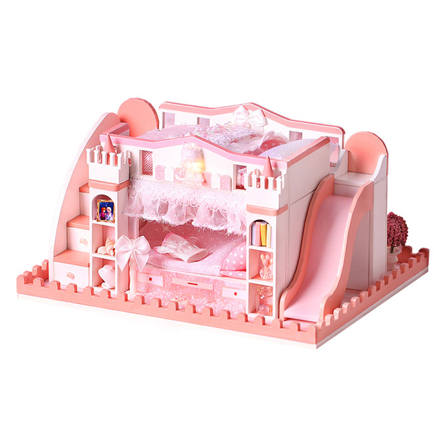 Meble domowe dla lalek DIY miniaturowe 3D drewniane miniatury zabawki zamek księżniczki model dla dzieci dziewczęta urodziny prezenty - Wianko - 4