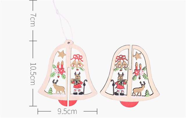 Ozdoby choinkowe 3D - drewniana gwiazda/wiszący dzwonek - dekoracje na boże narodzenie, wisiorki, do domu i na przyjęcie - nowy rok 2022, prezent - Wianko - 11