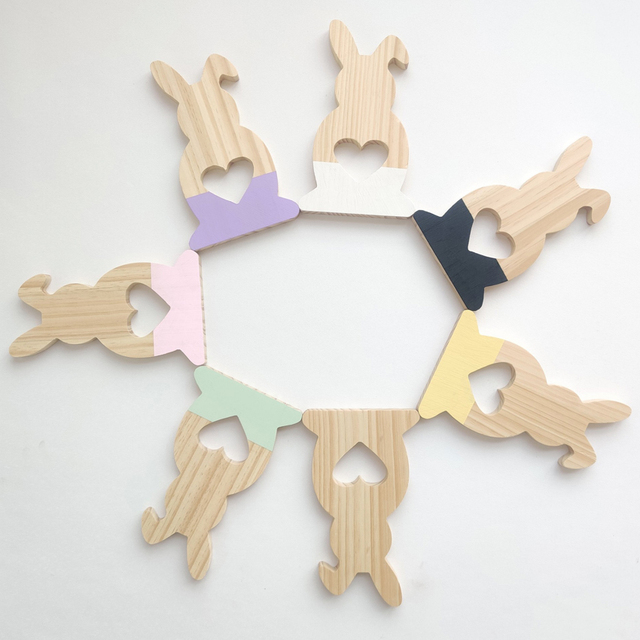 Drewniany króliczek do dekoracji pokoju dziecka - figurka ozdobna na żłobek, sypialnię i wnętrza dziecięce, ponadto jako rekwizyt fotograficzny dla dziewczynki - Wianko - 7