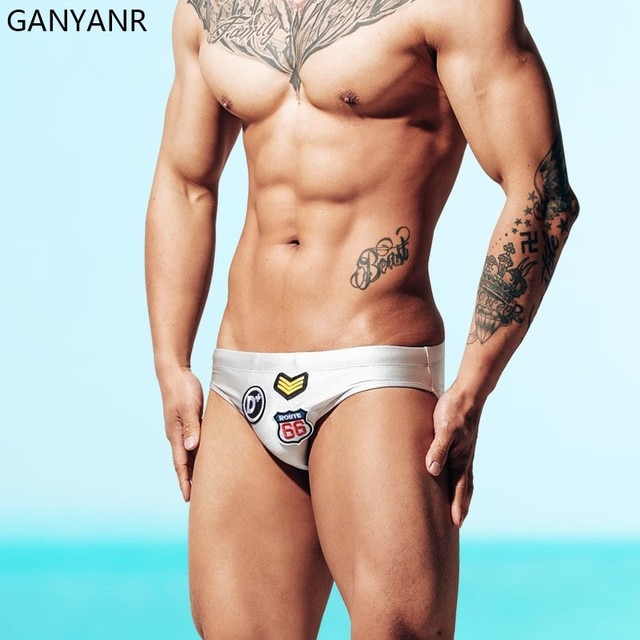 Figi kąpielowe męskie GANYANR - seksowny strój kąpielowy, gay, bikini, boardshorts 2021 - Wianko - 3