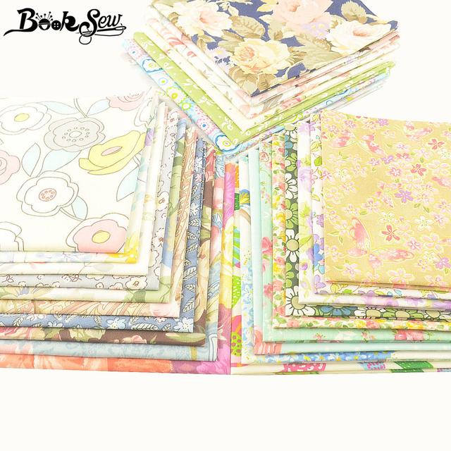 Tkanina do szycia Booksew w kwiaty 100% bawełna 20x25cm - Materiał do patchworku, DIY, poduszki, tekstylia domowe - Wianko - 5