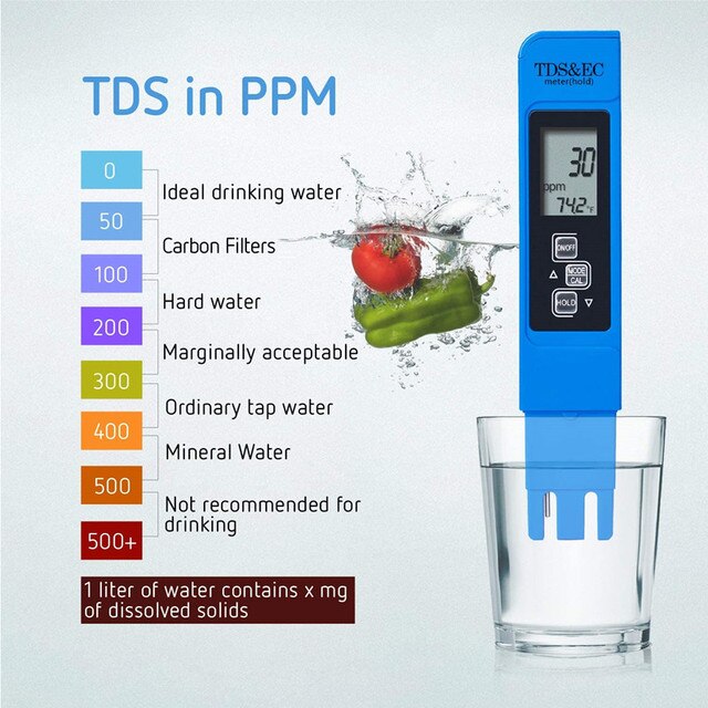 Cyfrowy tester jakości wody TDS EC z miernikiem temperatury, zakres 0-9990 PPM - Wianko - 3