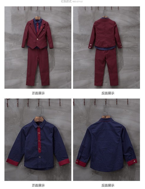 Duży garnitur dla chłopców, niebieski/czerwony, 3-10 lat - Wianko - 13