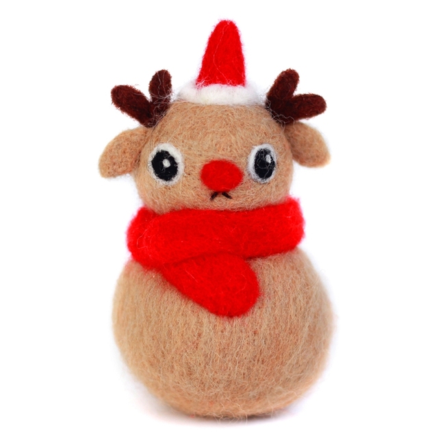 Zestaw filcowania igłą Merry Christmas Deer dla początkujących, ręczne filcowanie z wełny, instrukcja w języku angielskim - Wianko - 3