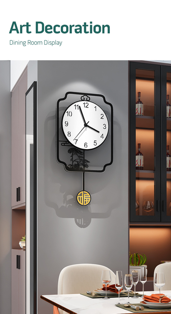 Duży zegar ścienny Vintage MEISD z wahadłem do dekoracji wnętrz domu - czarny - Wianko - 6
