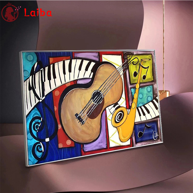 Obraz Diamentowy Haft 5D DIY - Gitara Muzyka - Nowy Nabytek Wall Art - Wianko - 3