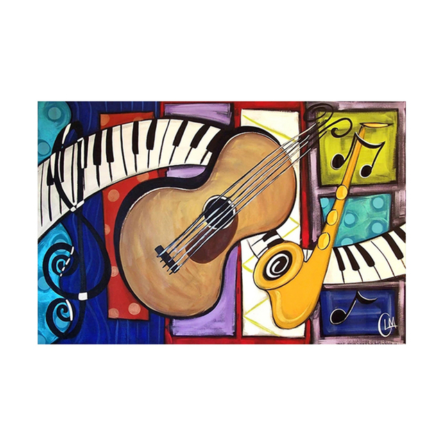 Obraz Diamentowy Haft 5D DIY - Gitara Muzyka - Nowy Nabytek Wall Art - Wianko - 5