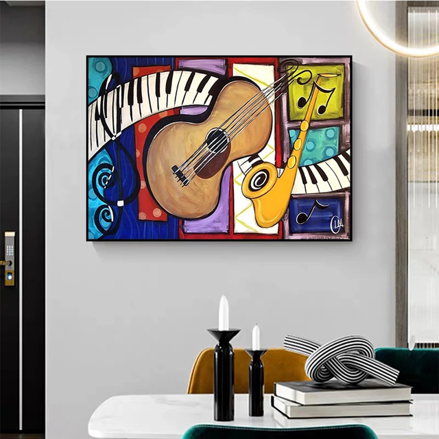 Obraz Diamentowy Haft 5D DIY - Gitara Muzyka - Nowy Nabytek Wall Art - Wianko - 4