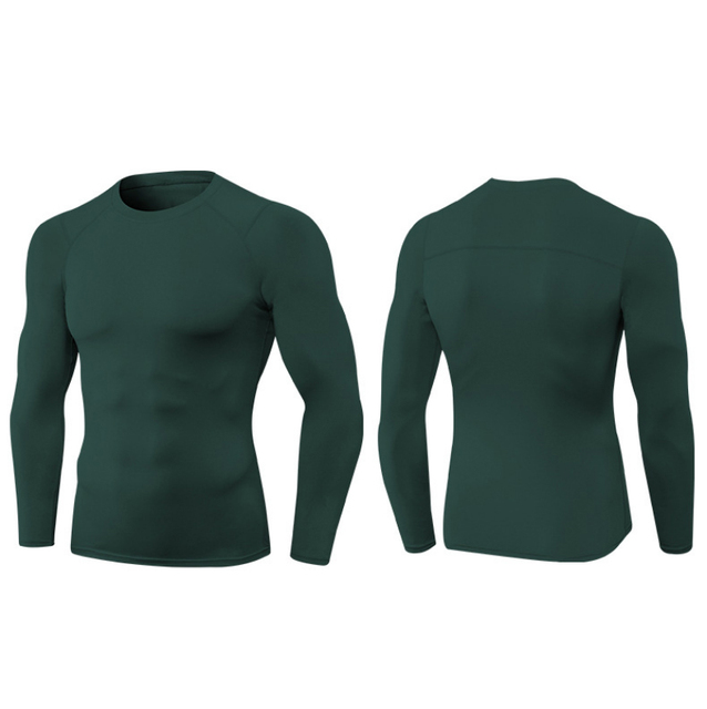 Męskie kompresyjne koszulki do biegania z długim rękawem, szybkoschnące i oddychające, idealne do siłowni oraz sportu - Wianko - 14