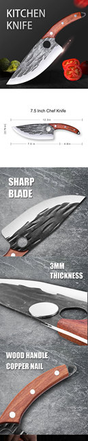 Noże kuchenne - Mały specjalny nóż do mięsa, rzeźbienie, trybowanie - kute ostrze, skórowanie, zabijanie świń i ryb - Wianko - 1