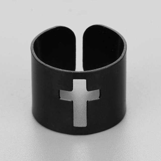 Pierścień w stylu vintage z punkowym krzyżem, srebrny kolor, regulowane, dla kobiet i mężczyzn - Wianko - 14