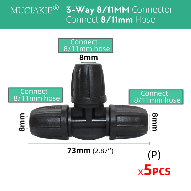 Złącze przejściowe 8/11mm do 4/7mm wąż 3/8'' do 1/4'' do zraszaczy ogrodowych - Wianko - 7