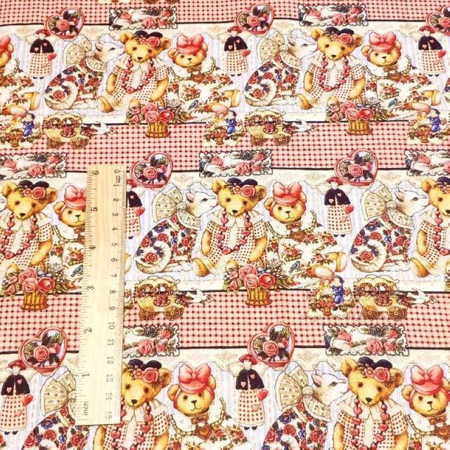 Stoczniowa tkanina bawełniana z motywem retro zwierząt- kolekcja Vintage niedźwiedzi, sukienka Lolita na pasku - Wianko - 3