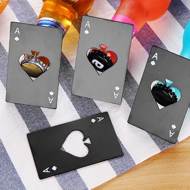 Przenośny otwieracz do piwa w kształcie kart do pokera, stal nierdzewna, czarny, lekki - Wianko - 5
