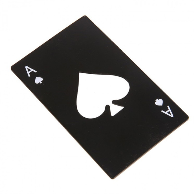 Przenośny otwieracz do piwa w kształcie kart do pokera, stal nierdzewna, czarny, lekki - Wianko - 4