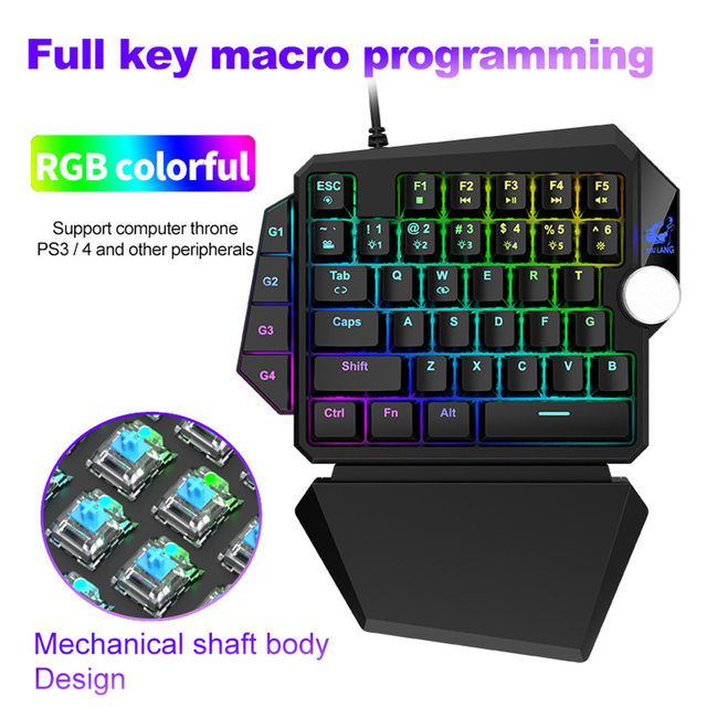 Klawiatura mechaniczna jednoręczna do gier RGB dla komputera hosta, laptopa PS LED, membrana wrażliwa, tron mini - Wianko - 7