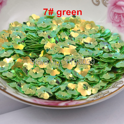 Cekiny PVC, 8 mm, 50 g na kwiatowy wzór - kolor kwiat śliwy, zielone holograficzne cekiny - Wianko - 1