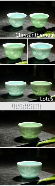 Kubek ceramiczny do herbaty w kolorze niebiesko-białym, ręcznie wykonany z delikatnym wzorem lotosu - Wianko - 4