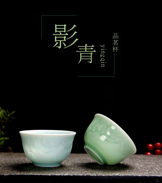 Kubek ceramiczny do herbaty w kolorze niebiesko-białym, ręcznie wykonany z delikatnym wzorem lotosu - Wianko - 6