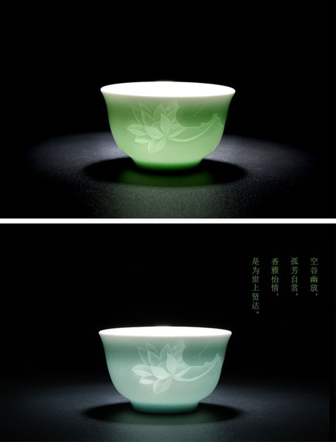 Kubek ceramiczny do herbaty w kolorze niebiesko-białym, ręcznie wykonany z delikatnym wzorem lotosu - Wianko - 9
