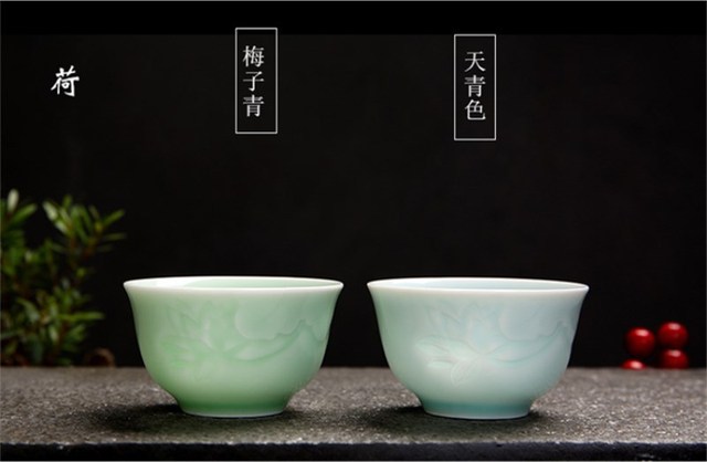 Kubek ceramiczny do herbaty w kolorze niebiesko-białym, ręcznie wykonany z delikatnym wzorem lotosu - Wianko - 8