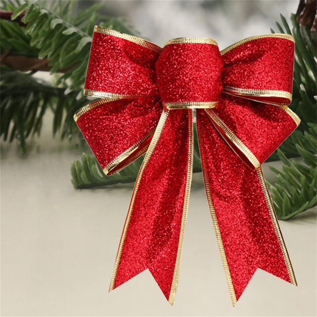 Butterfly bow – złoty, srebrny, czerwony bożonarodzeniowy kokardowy wiszący dekoracyjny ornament choinkowy Zakończ 2021 rok, wita nowy rok 2022 - Wianko - 3