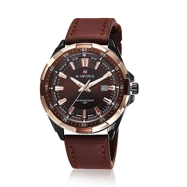 Męski zegarek NAVIFORCE 2021 Fashion Casual, wodoodporny, kwarcowy, skórzany pasek, wojskowy styl - Wianko - 7