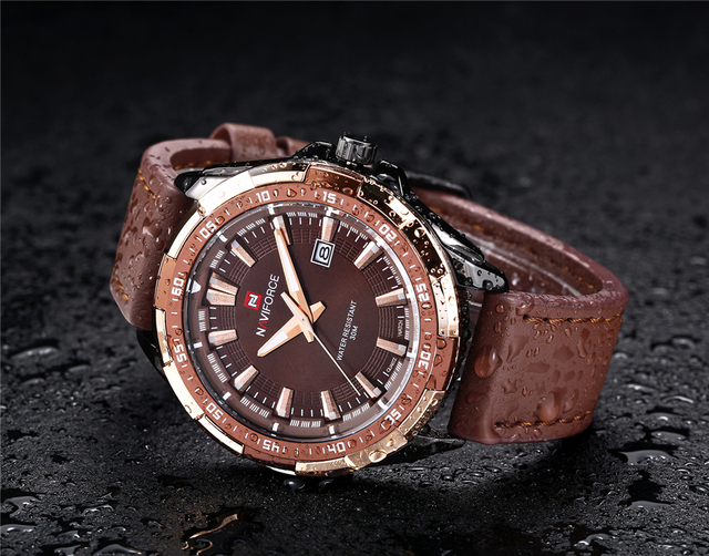 Męski zegarek NAVIFORCE 2021 Fashion Casual, wodoodporny, kwarcowy, skórzany pasek, wojskowy styl - Wianko - 2