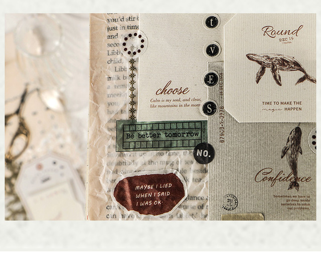 Notatnik vintage z etykietą, karta LOMO, papierowa oprawa, terminarz planer, dekoracyjne naklejki, papier kraftowy DIY - Wianko - 18