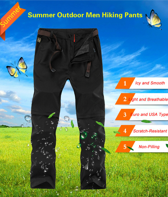 Męskie spodnie turystyczne letnie odpinane, szybkoschnące L-6XL - Wianko - 1