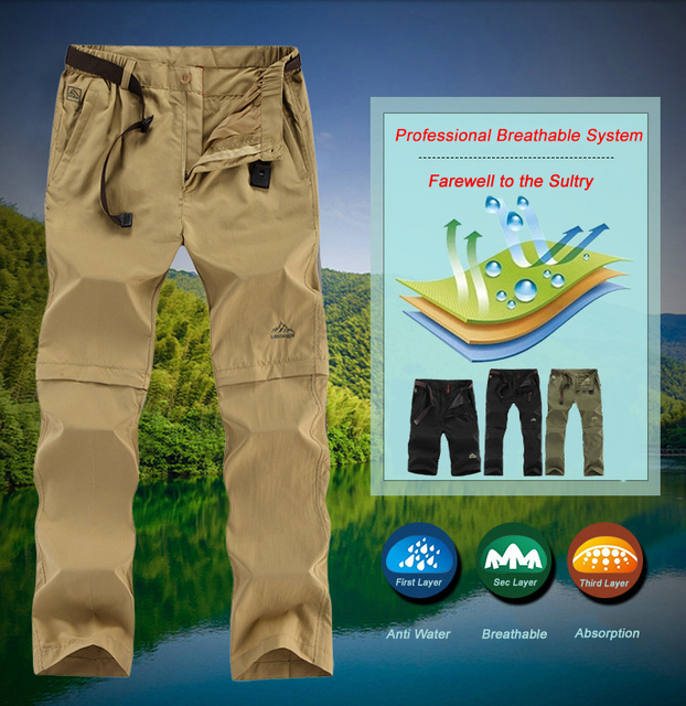 Męskie spodnie turystyczne letnie odpinane, szybkoschnące L-6XL - Wianko - 2