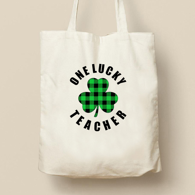 Duża torba na zakupy dla nauczyciela St. Patrick's Day w kratę+ St. Patrick's Day nauczyciel+ St. Patrick's Day torba na zakupy - Wianko - 8
