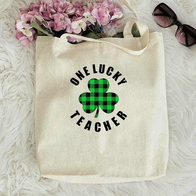 Duża torba na zakupy dla nauczyciela St. Patrick's Day w kratę+ St. Patrick's Day nauczyciel+ St. Patrick's Day torba na zakupy - Wianko - 9
