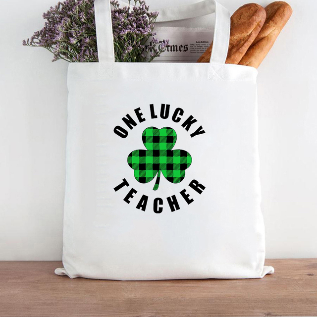 Duża torba na zakupy dla nauczyciela St. Patrick's Day w kratę+ St. Patrick's Day nauczyciel+ St. Patrick's Day torba na zakupy - Wianko - 10