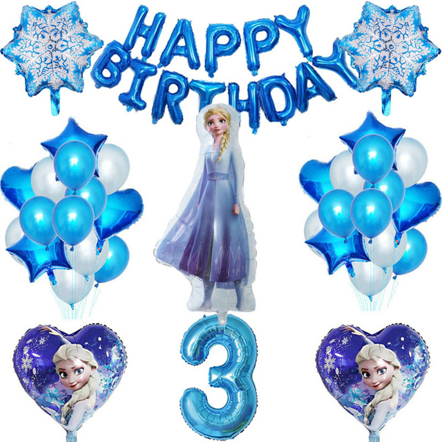 1 zestaw Frozen Princess - balon foliowy 32 calowy, numerowane balony lateksowe - dekoracje urodzinowe, zabawki dla dzieci - Wianko - 3