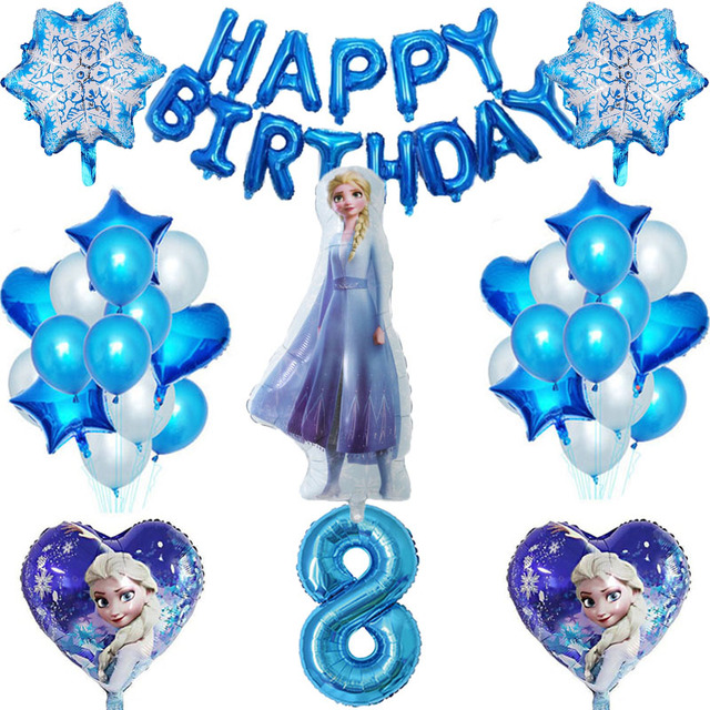 1 zestaw Frozen Princess - balon foliowy 32 calowy, numerowane balony lateksowe - dekoracje urodzinowe, zabawki dla dzieci - Wianko - 8